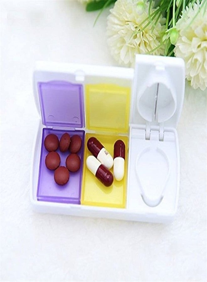 Azinoor Slim Pill Cutter & Storage Box - Portable Pill Splitter & Organizer - Perfect Travel Partner - White - 1 Count - Image 1